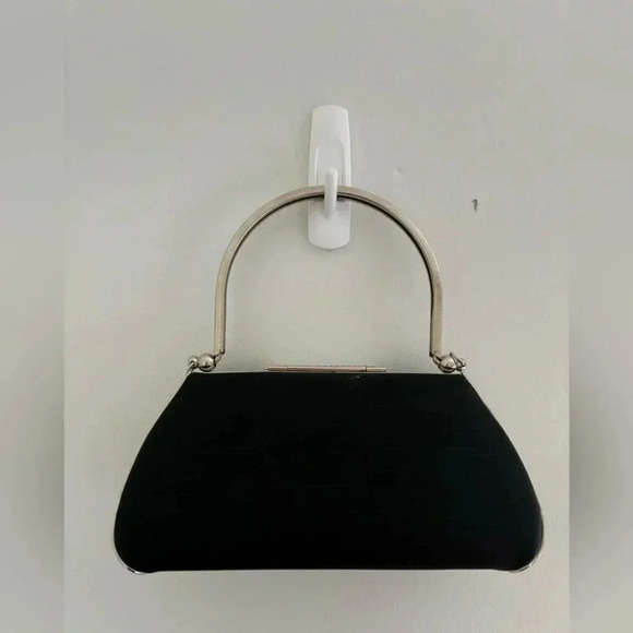 Vintage Hard Shell Evening Purse with Jeweled Clasp and Chain - Picture 2 of 11